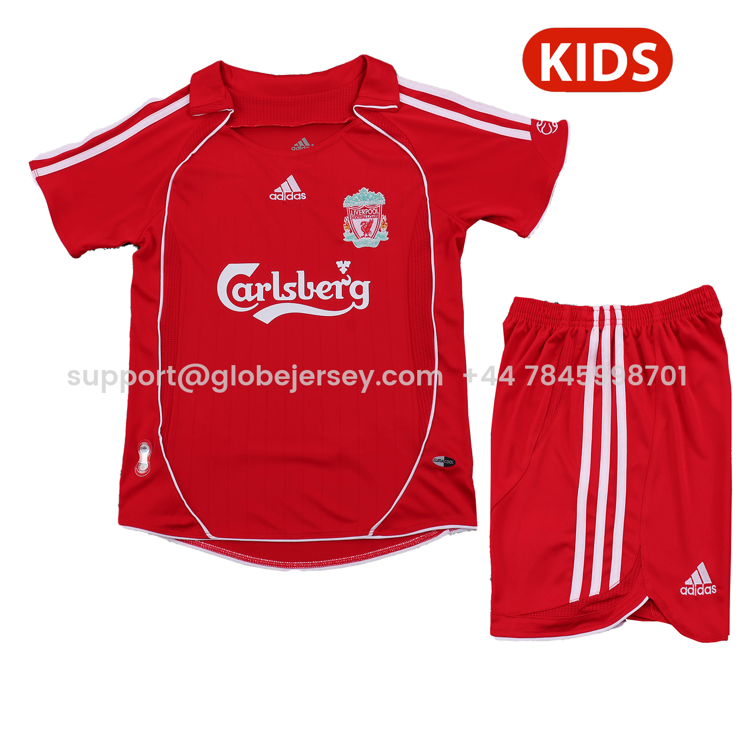 GlobeJersey-Retro Liver.pool 2006-08 Home Kids Kit