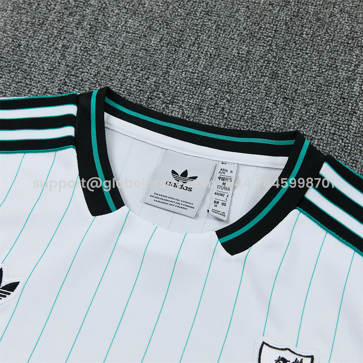 GlobeJersey-Liver.pool 25-26 Retro Style Vest Training Set - White With Green Stripes Top & Pants