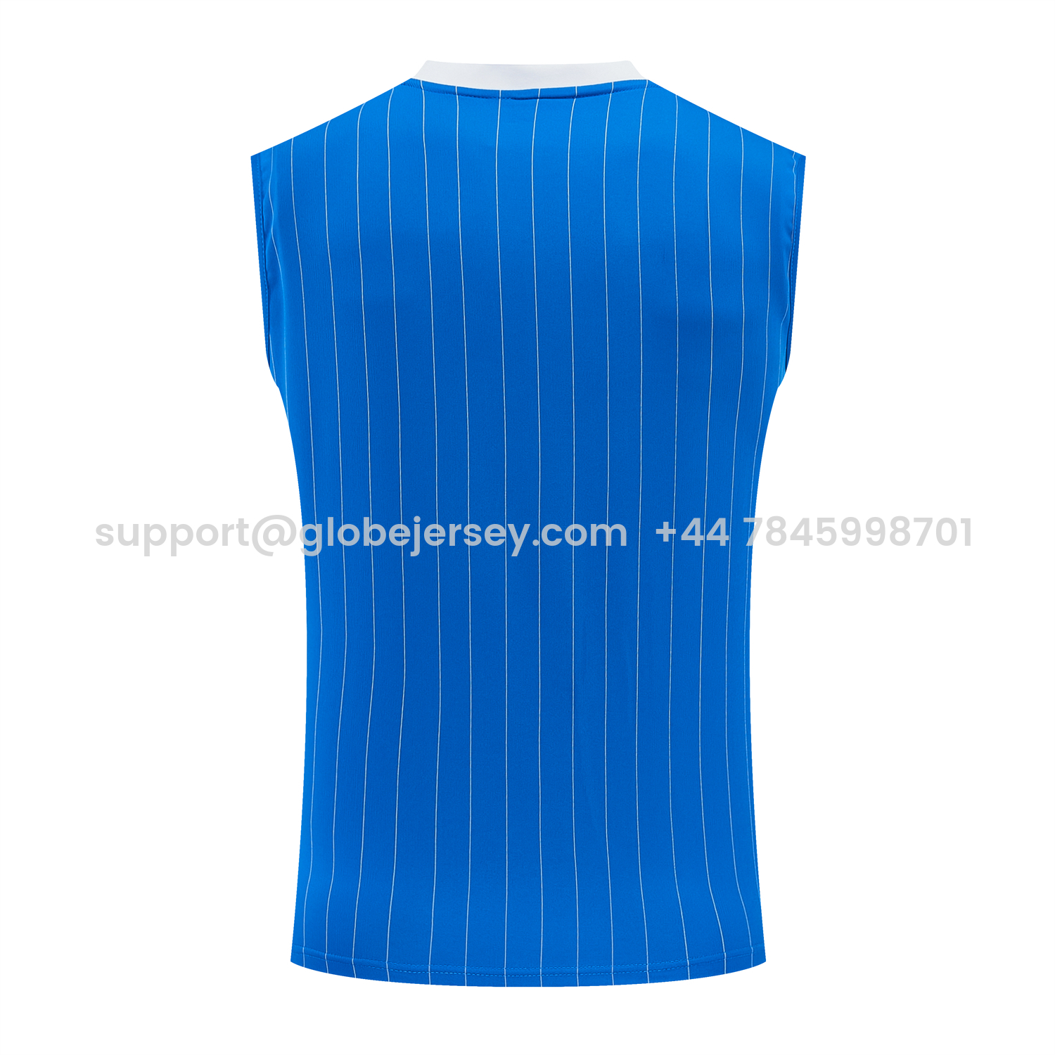 GlobeJersey-Real Madrid 25-26 Retro Style Vest Training Set - Blue With White Stripes Top & Pants
