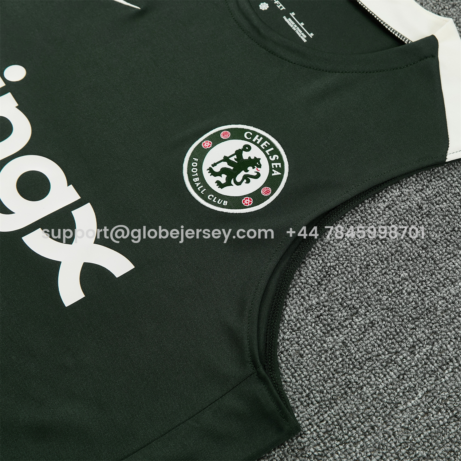 GlobeJersey-C.H.E.L.S.E.A 25-26 Vest Training Set - Dark Green With White Accents Top & Pants