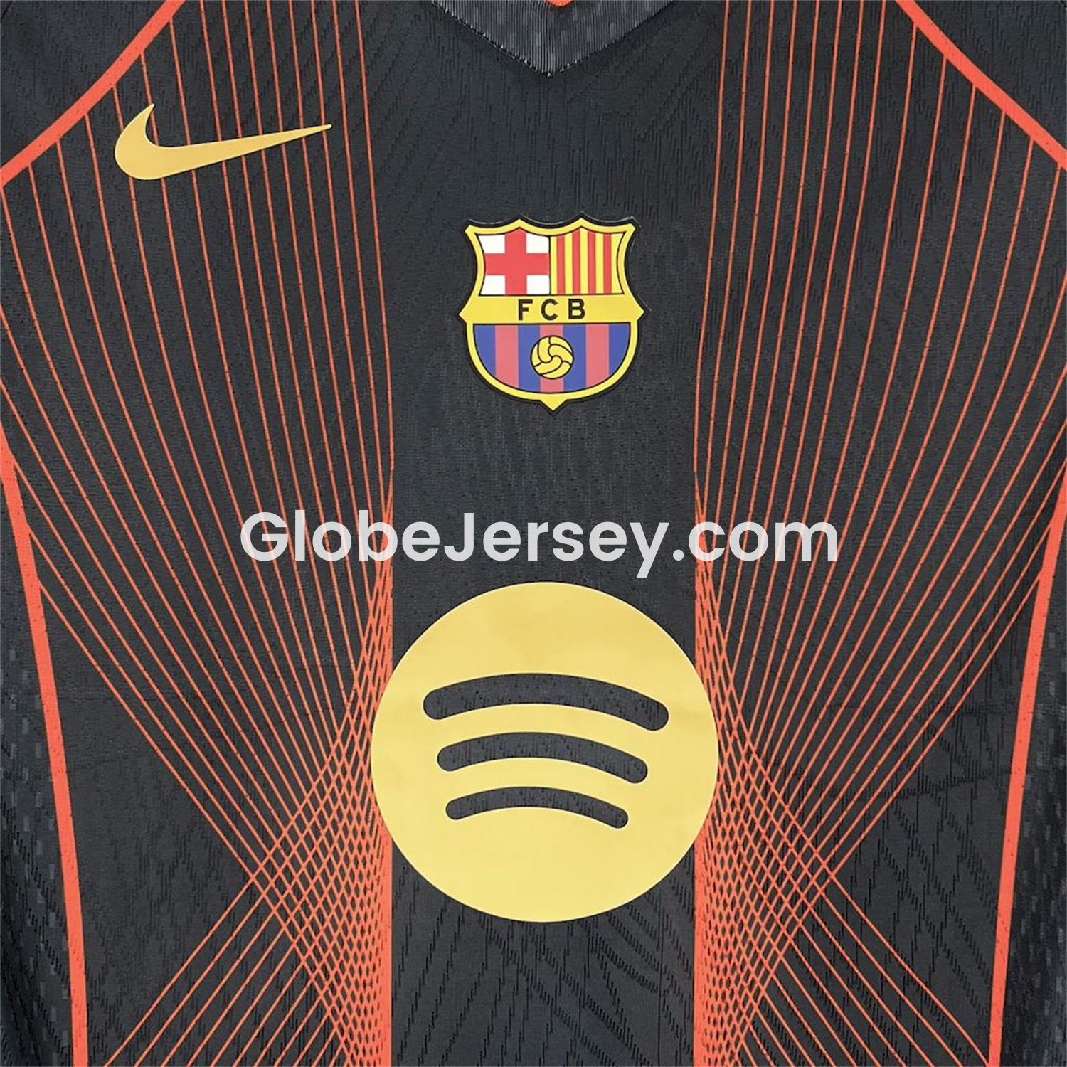 GlobeJersey-Barcelona 25-26 T90 Orange Lines Black Special Jersey - Fans Version