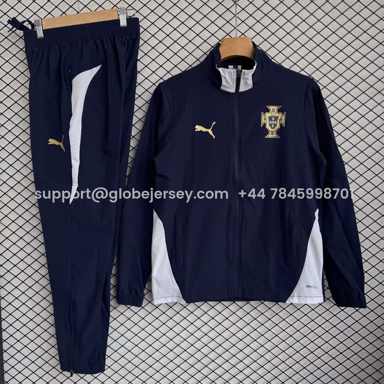 GlobeJersey-Portugal 25-26 Windbreaker Training Set - Black White Top and Pants