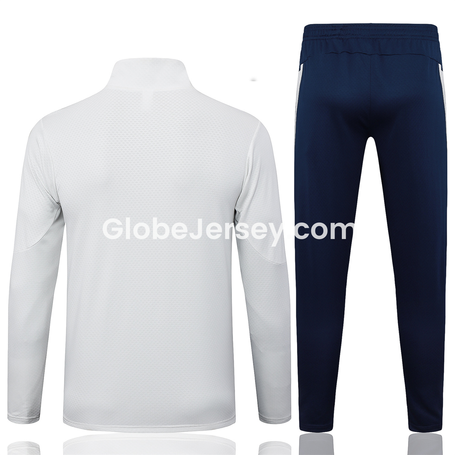 GlobeJersey-Portugal 25-26 Long Sleeve Training Set - Off White Top and Deep Blue Pants