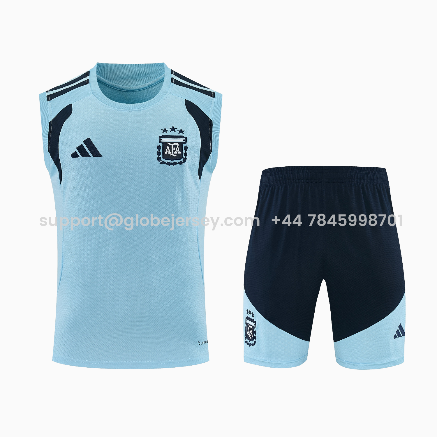 GlobeJersey-Argentina 2026 Vest Training Set - Light Blue Top & Dark Blue Pants