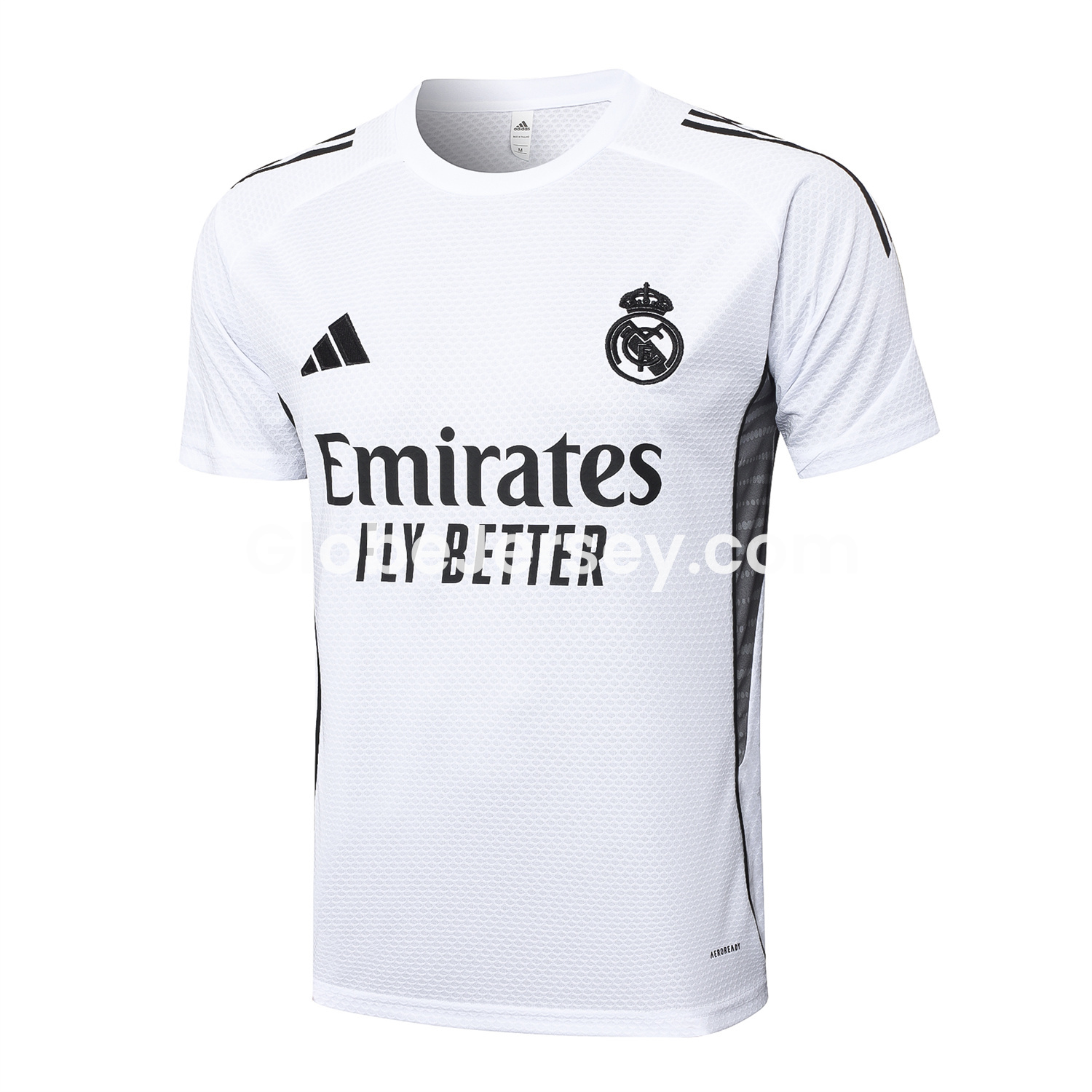 GlobeJersey-Real Madrid 25-26 Short-Sleeve Training Set - White Top and Black Shorts