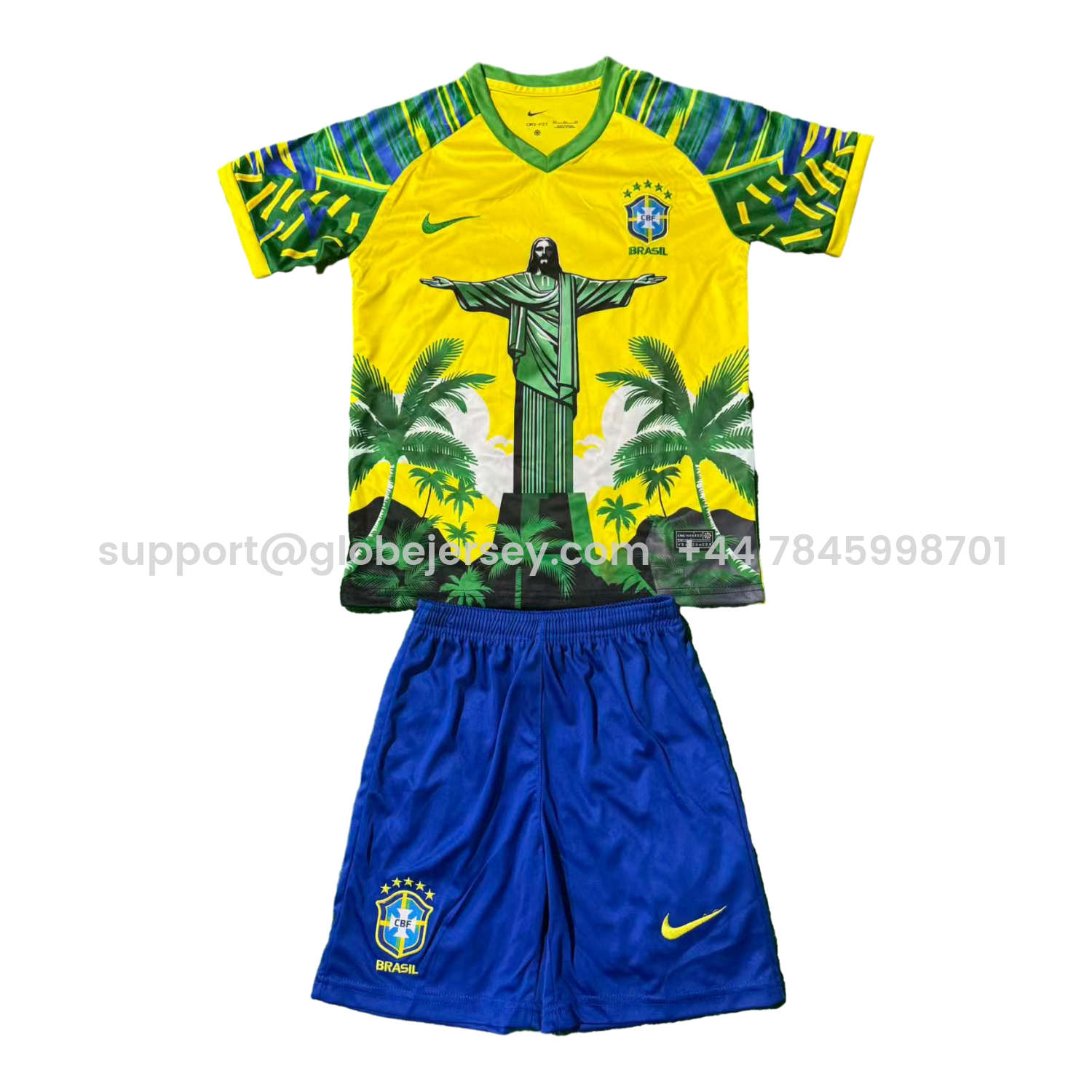 GlobeJersey-Brazil 25-26 Green Jesus Yellow Special Kids Kit