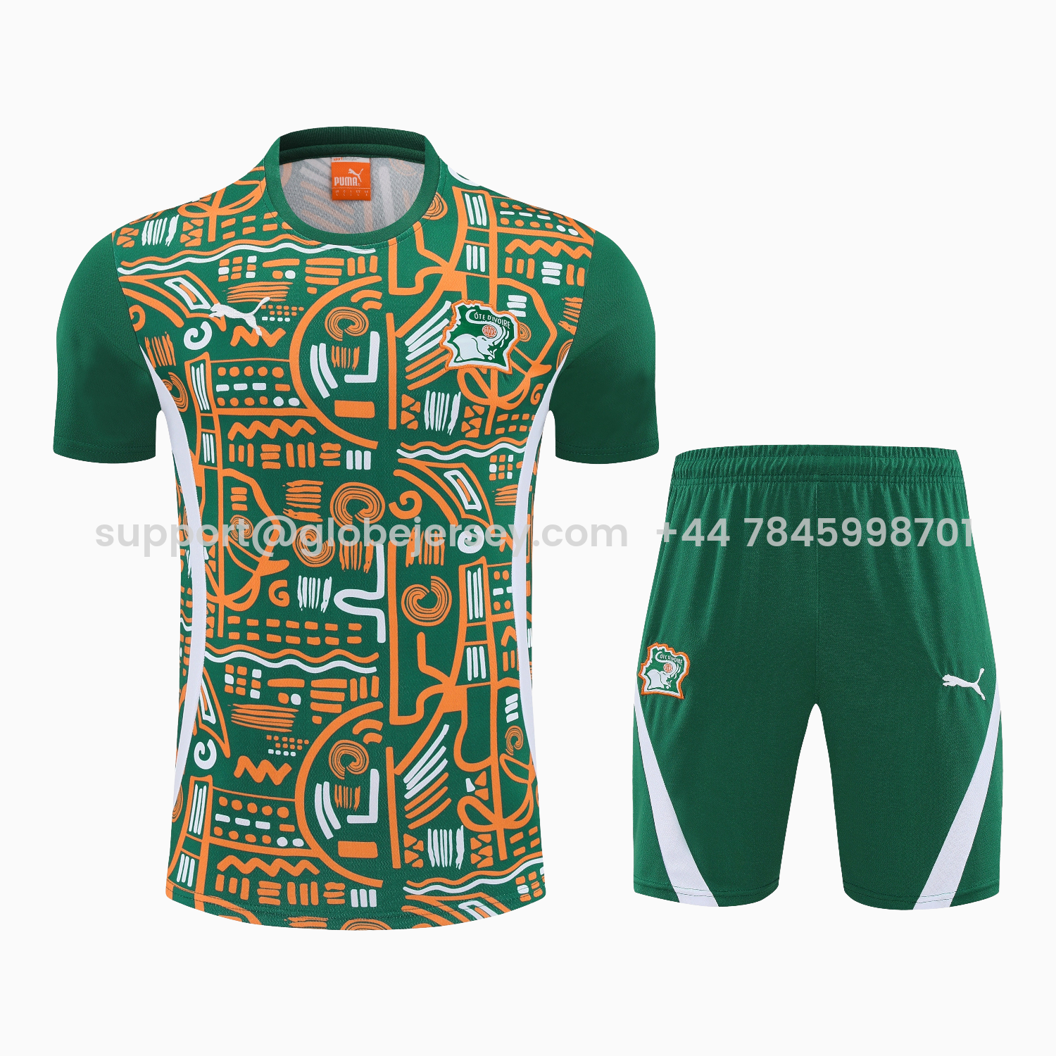 GlobeJersey-Ivory Coast 2026 Short-Sleeve Training Set - Green Top and Shorts