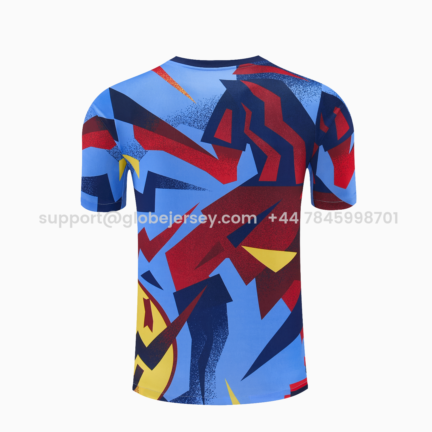 GlobeJersey-Barcelona 25-26 Short-Sleeve Training Set - Colors Top & Dark Blue With A Small Pink Detail Pants