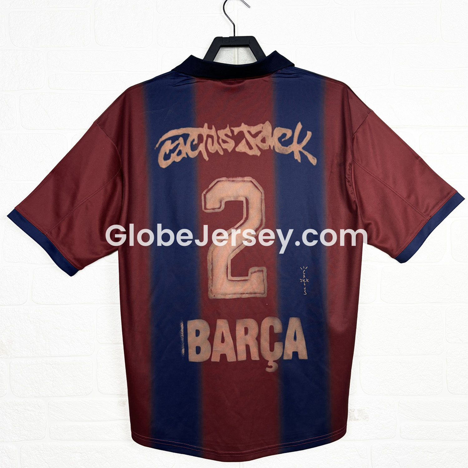 GlobeJersey-Barcelona x Travis Scott 2000-01 Home Retro Style Skeleton Jersey With Back Printing - Fans Version