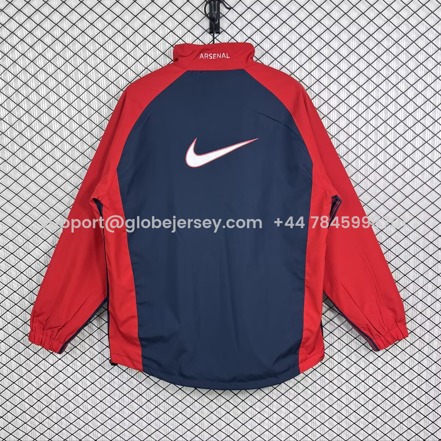 GlobeJersey-Retro Arsenal 1998-99 Home Windbreaker Jacket - Red And Dark Grey