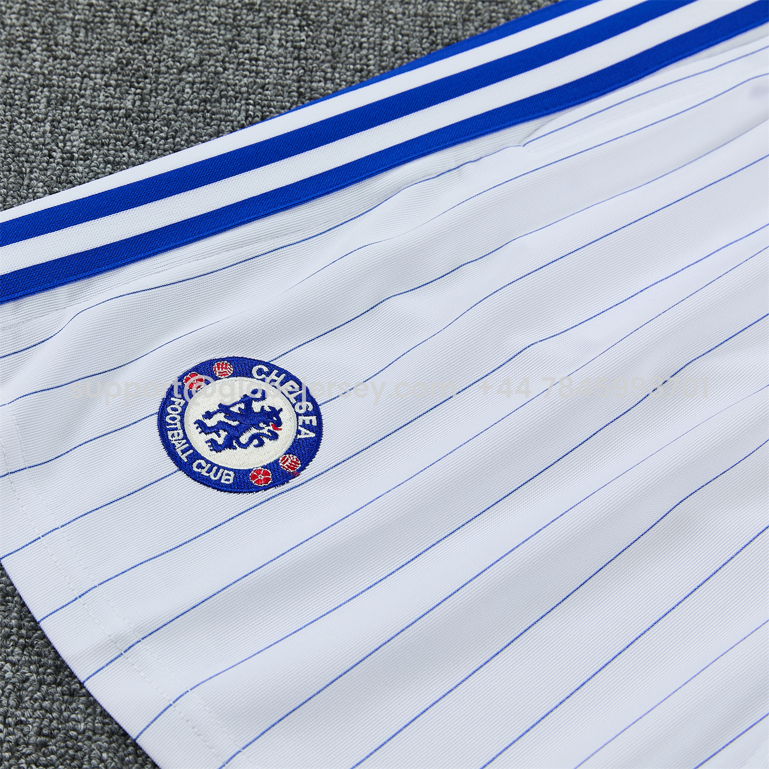GlobeJersey-C.H.E.L.S.E.A 25-26 Retro Style Short-Sleeve Training Set - Blue Top & White Pants