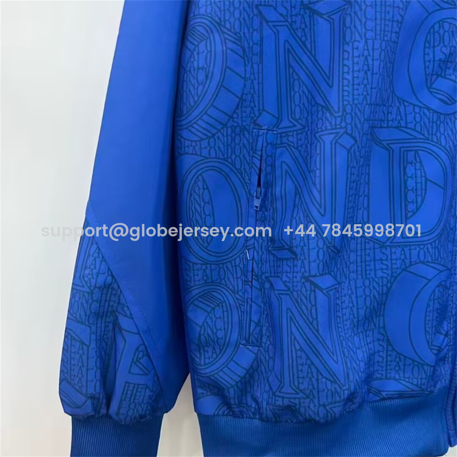 GlobeJersey-C.H.E.L.S.E.A 25-26 Subtle Letter Pattern Windbreaker Jacket - Blue