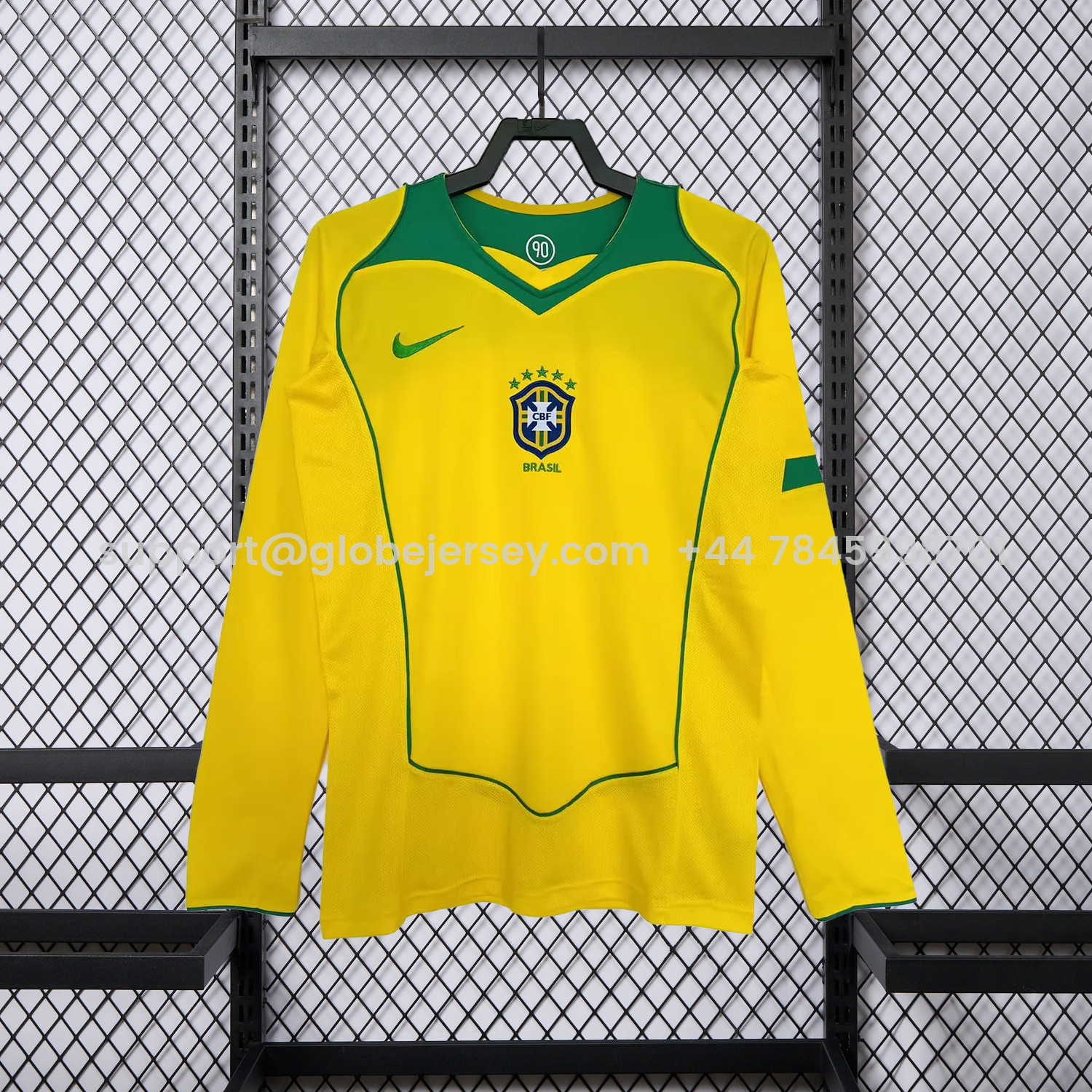 GlobeJersey-Retro Brazil 2004 Home Long Sleeves Jersey