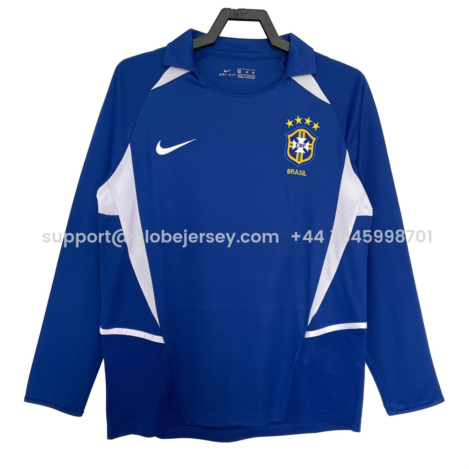 GlobeJersey-Retro Brazil 2002 Away Long Sleeves Jersey
