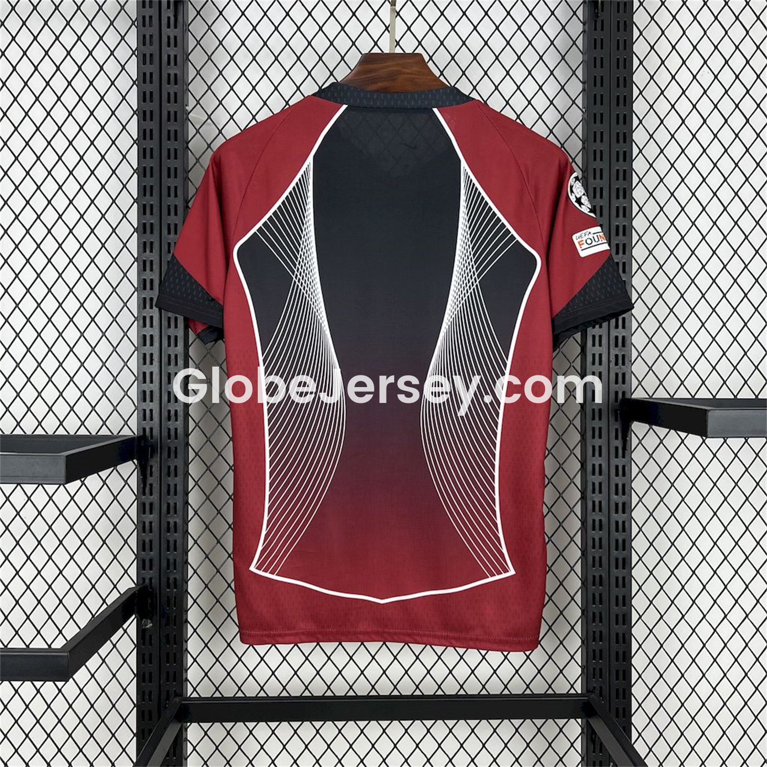 GlobeJersey-Barcelona 25-26 T90 Red Black Gradient and White Lines Special Jersey - Fans Version