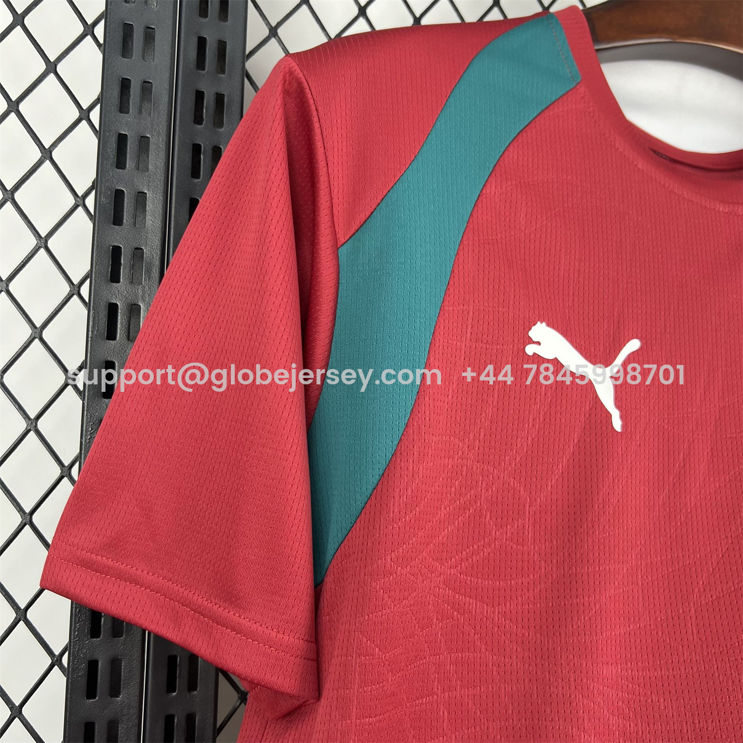 GlobeJersey-Portugal 2026 Pre-Match Maroon With Blue Green Jersey - Fans Version
