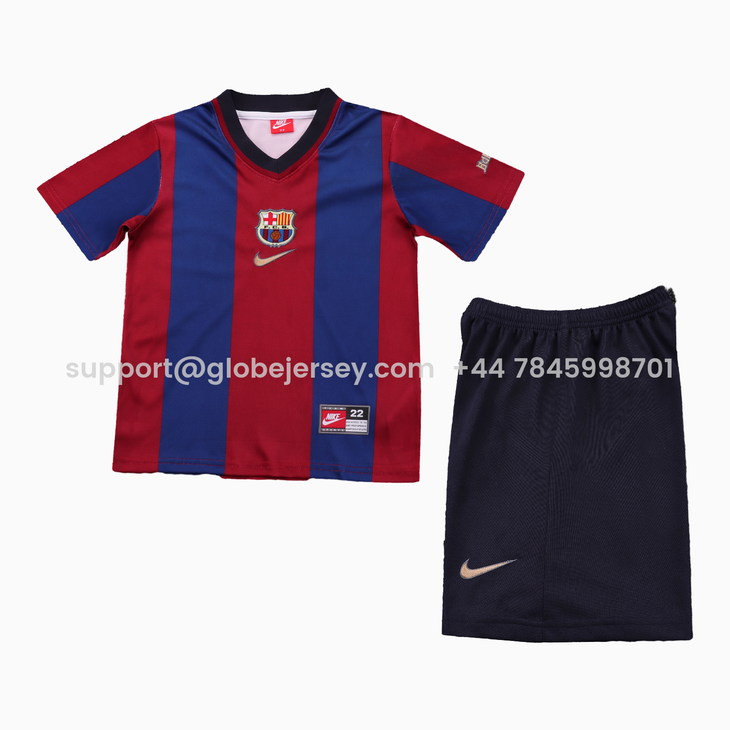 GlobeJersey-Retro Barcelona 1998-99 Home Kids Kit