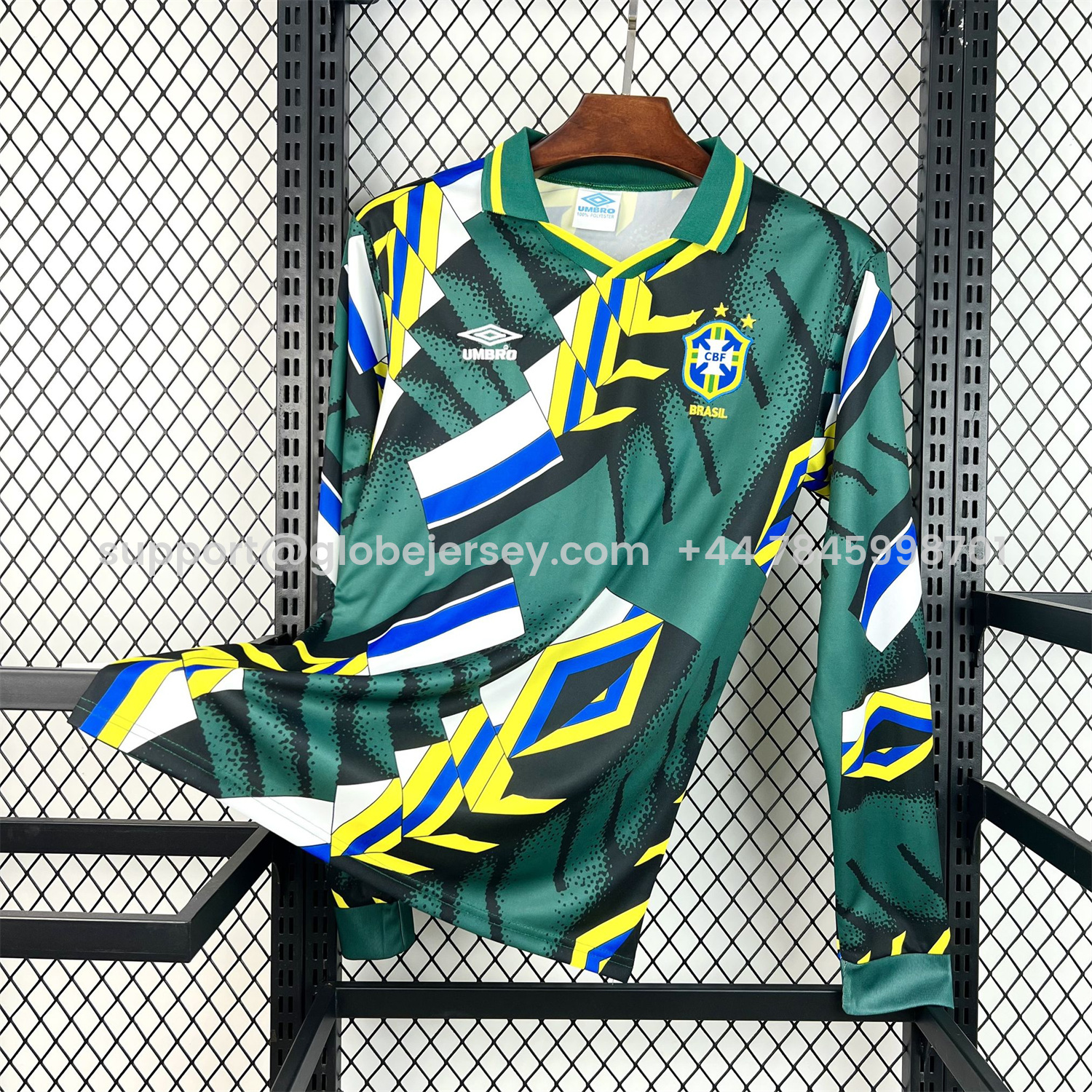 GlobeJersey-Retro Brazil 1994 Long Sleeves Goalkeeper Jersey