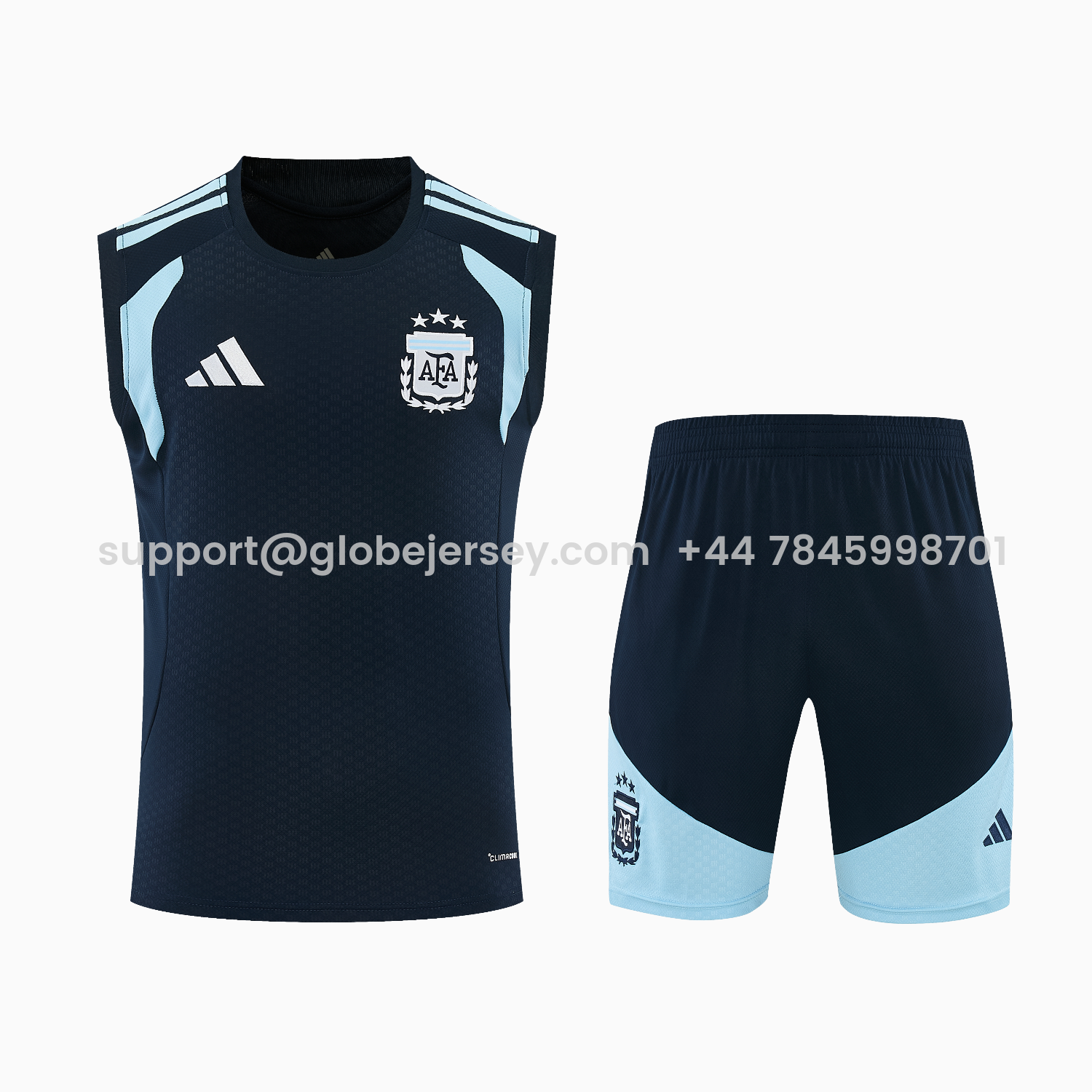 GlobeJersey-Argentina 2026 Vest Training Set - Dark Blue Top & Dark Blue Pants