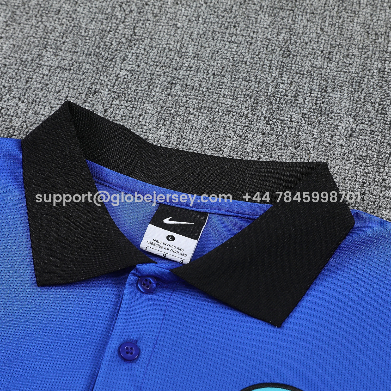 GlobeJersey-Inter Milan 25-26 POLO Short-Sleeve Training Set - Ocean Blue Top and Black Pants