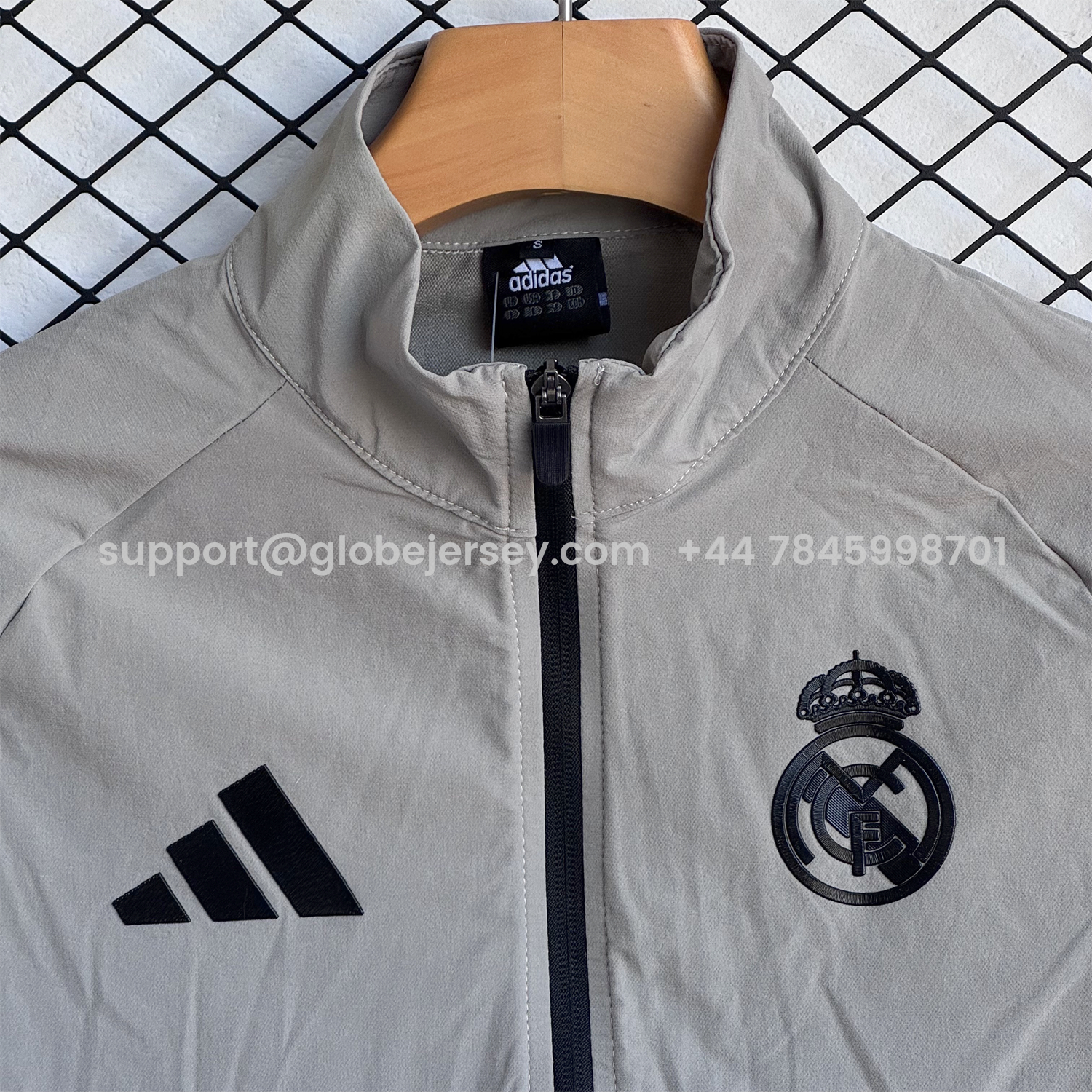 GlobeJersey-Real Madrid 25-26 Windbreaker Training Set - Pure Grey Top and Pants