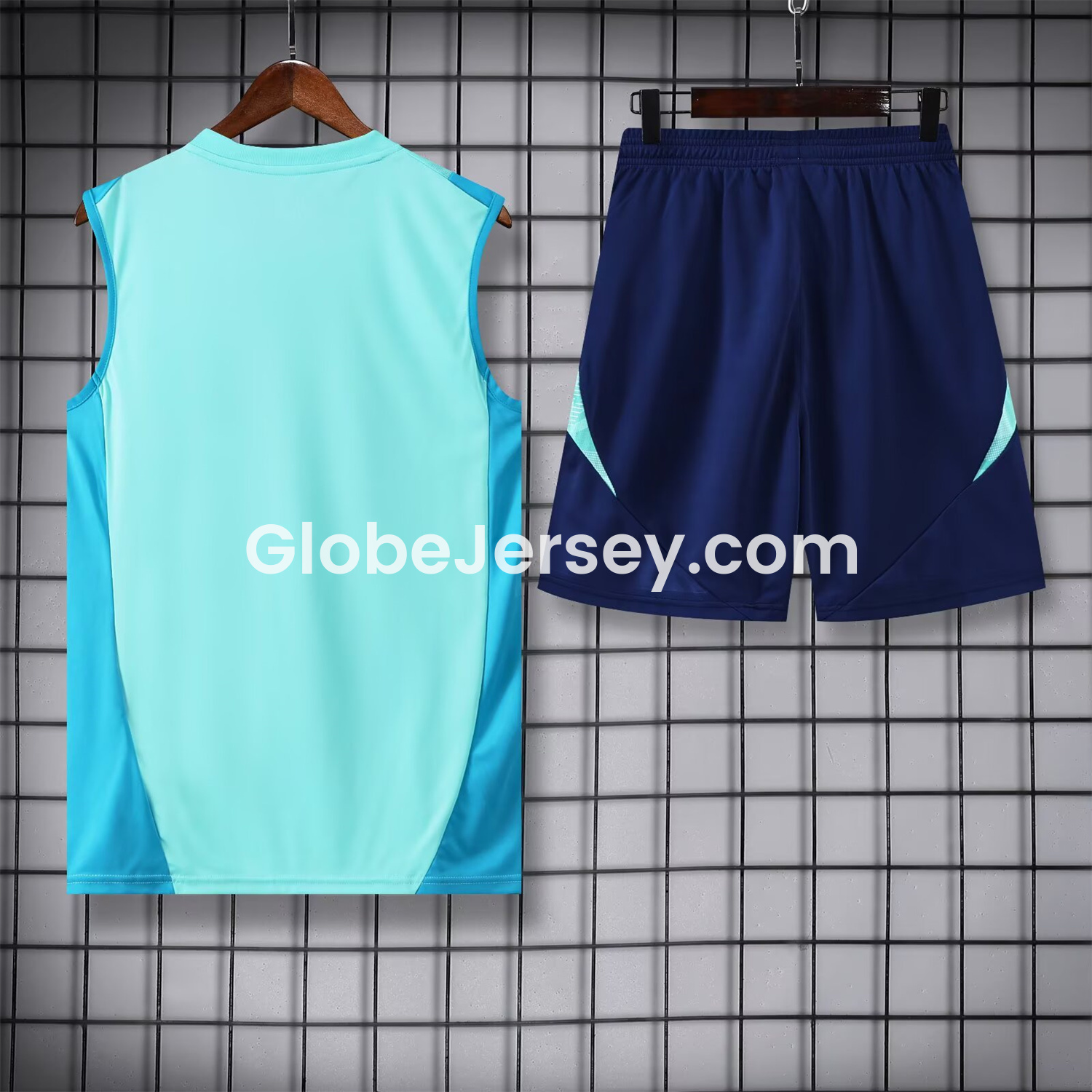 GlobeJersey-Flamengo 25-26 Vest Training Set - Light Blue With Royal Blue