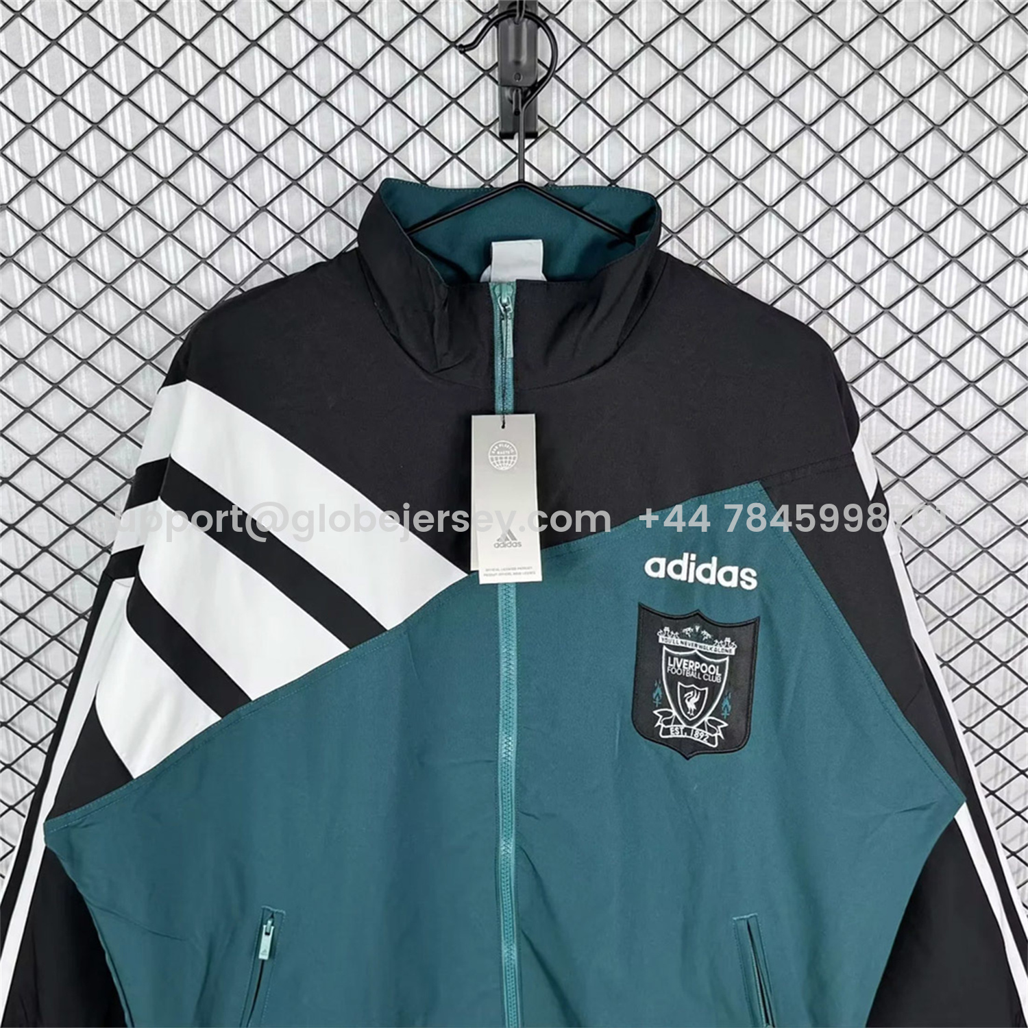 GlobeJersey-Retro Liver.pool 1995-96 Green And Black Windbreaker