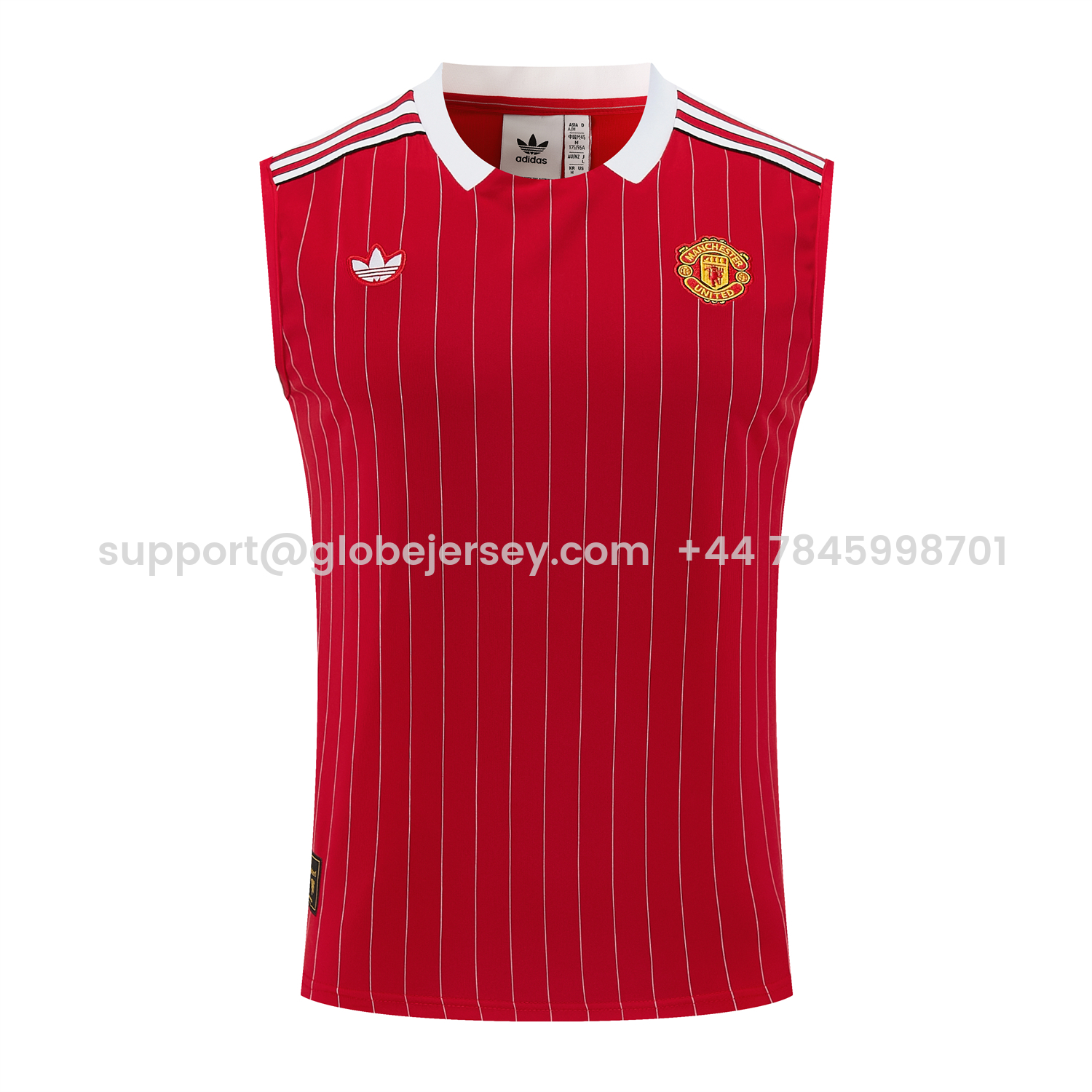 GlobeJersey-Manchester United 25-26 Retro Style Vest Training Set - Red With White Stripes Top & Pants