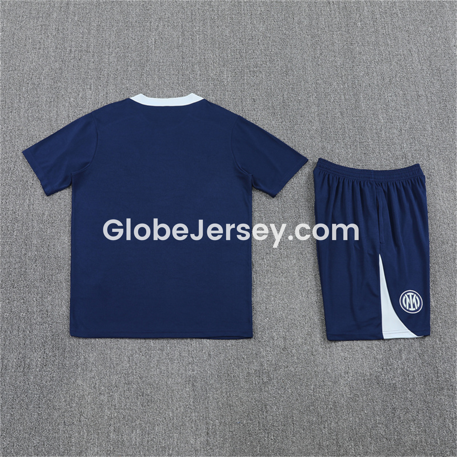 GlobeJersey-Inter Milan 25-26 Short-Sleeve Kids Training Set - Deep Blue Top & Deep Blue shorts