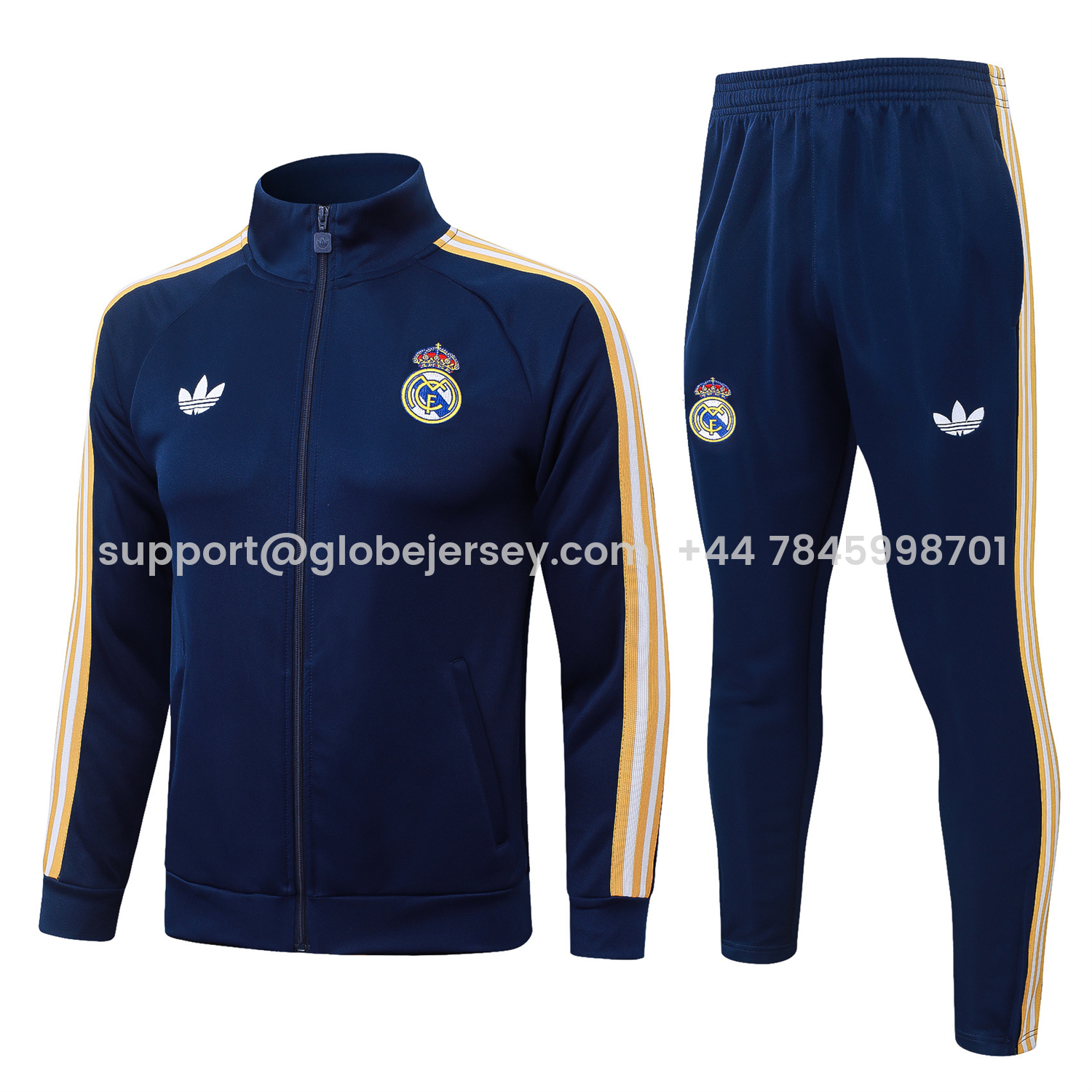 GlobeJersey-Real Madrid 26-27 Long Sleeves Training Set - Dark Blue Top And Pants