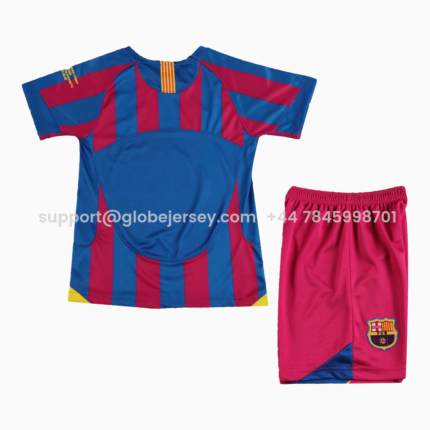 GlobeJersey-Retro Barcelona 2005-06 Home Stadium Kids Kit - Champions League Version