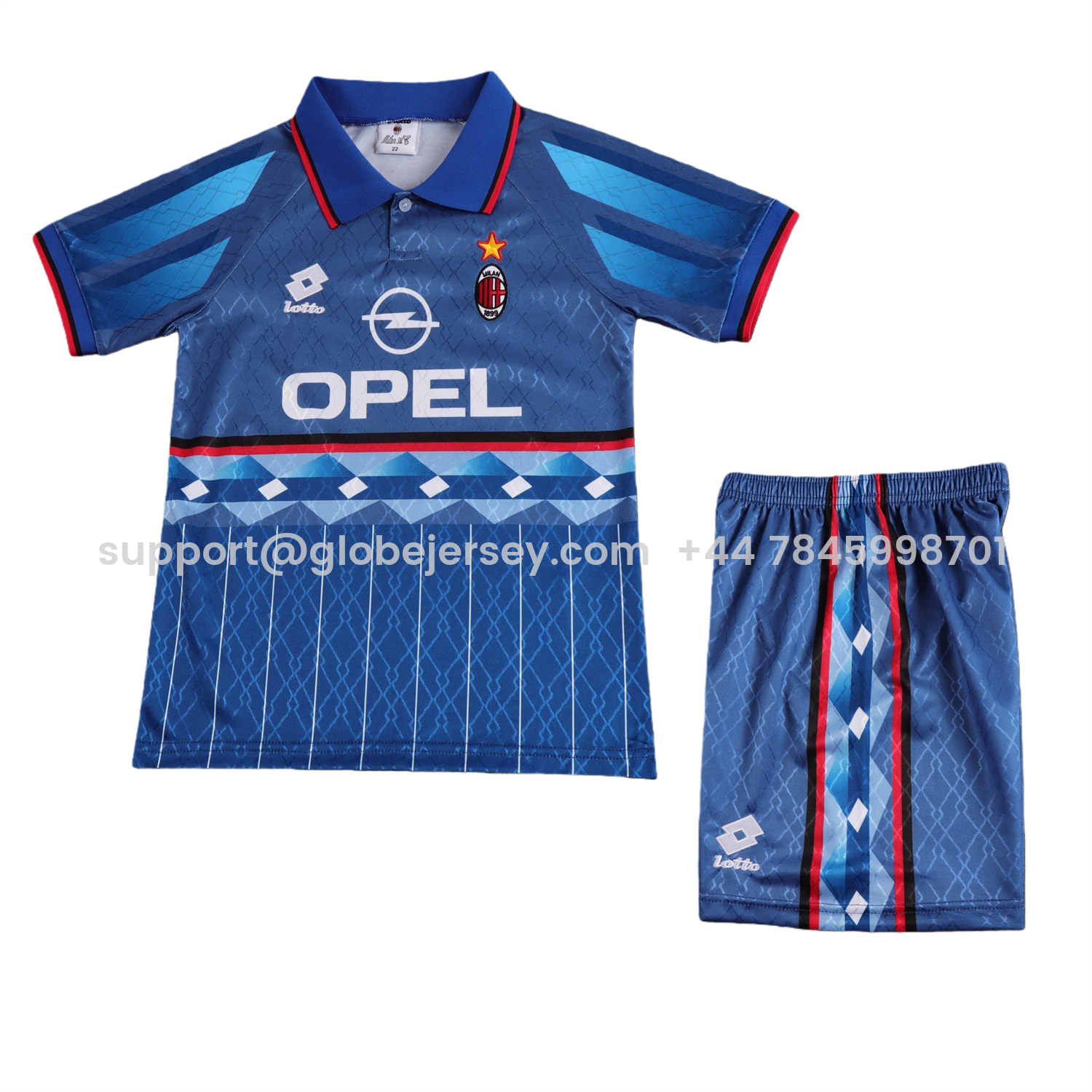 GlobeJersey-Retro AC Milan 1995-96 Away Kids Kit