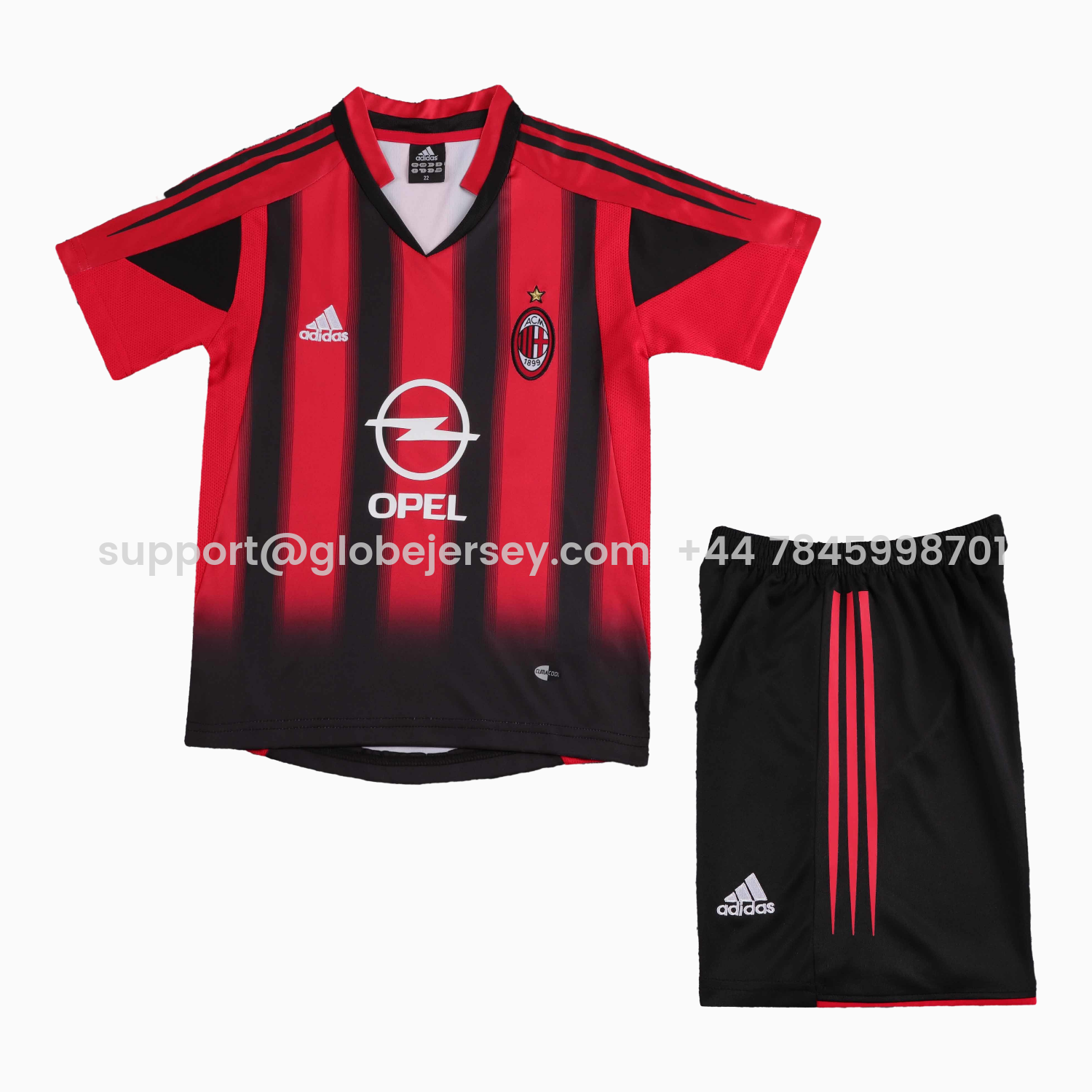GlobeJersey-Retro AC Milan 2004-05 Home Kids Kit