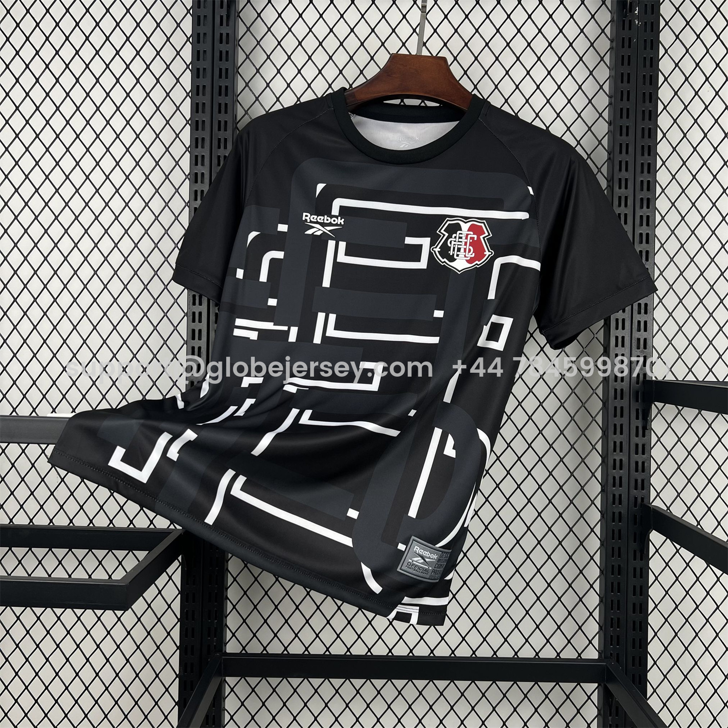 GlobeJersey-Santa Cruz 26-27 Pre-Match Black With White Lines Jersey - Fans Version