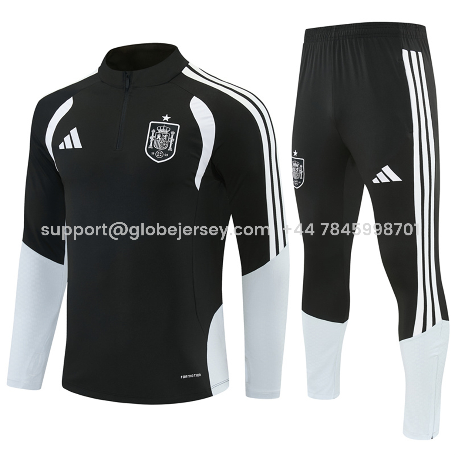 GlobeJersey-Spain 2026 Long Sleeve Training Set - Black Top & Black Pants