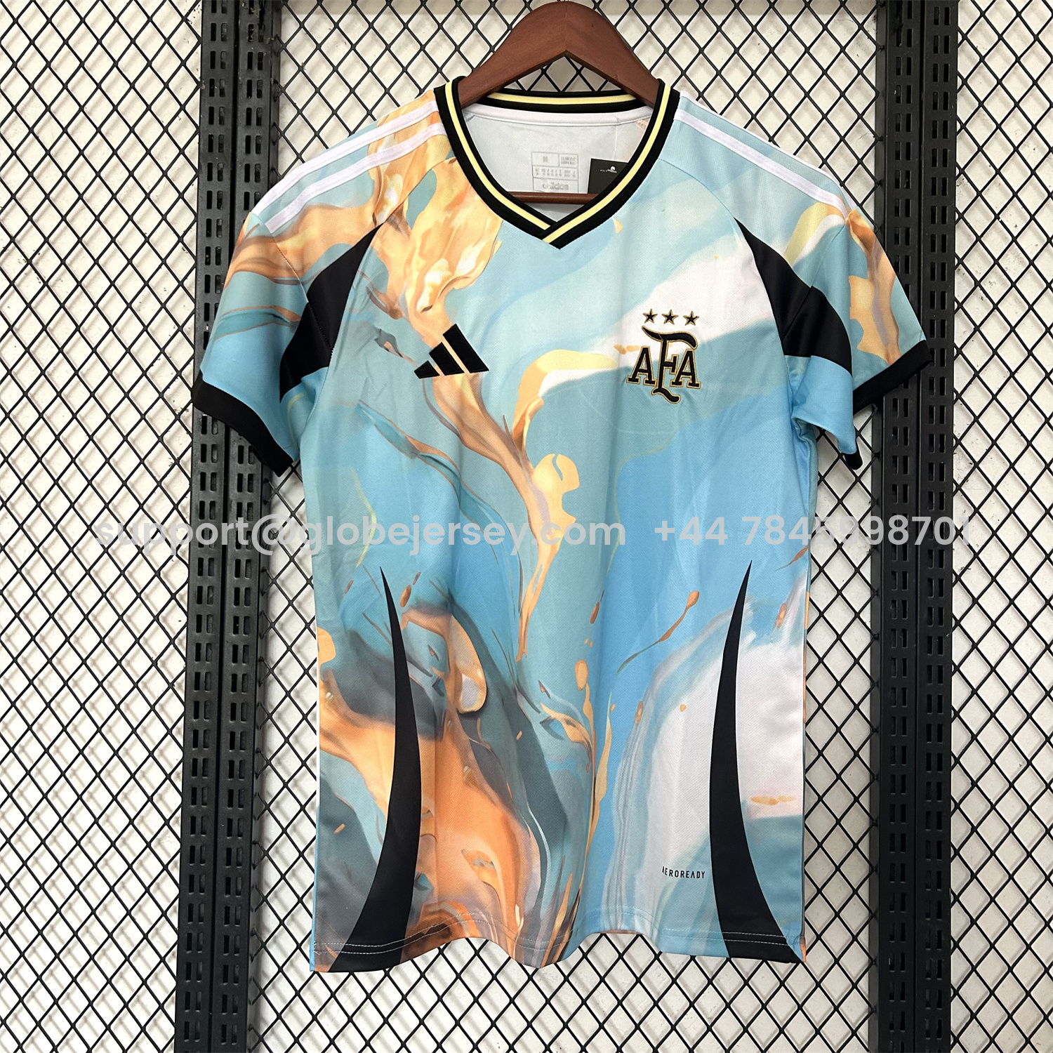 GlobeJersey-Argentina 25-26 Blue and Gold Marble Pattern Special Jersey - Fans Version