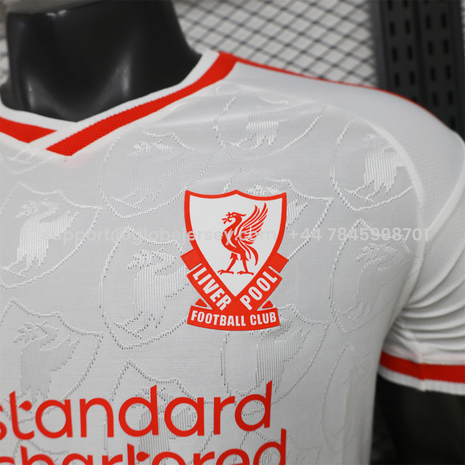 GlobeJersey-Liver.pool 26-27 Casual White With Faint Logos Jersey - Player Version
