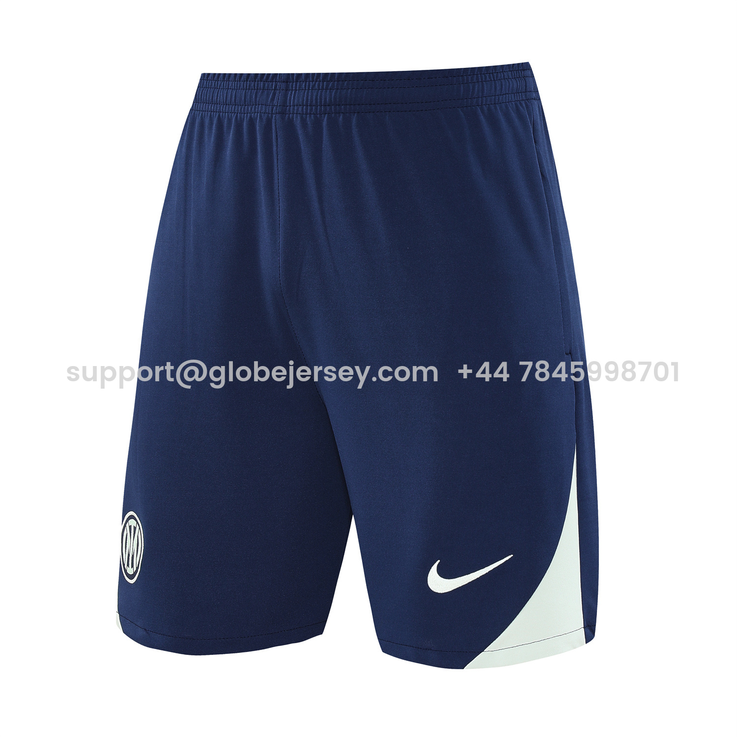 GlobeJersey-Inter Milan 25-26 Short-Sleeve Training Set - Blue Sleeve White Top & Blue Shorts