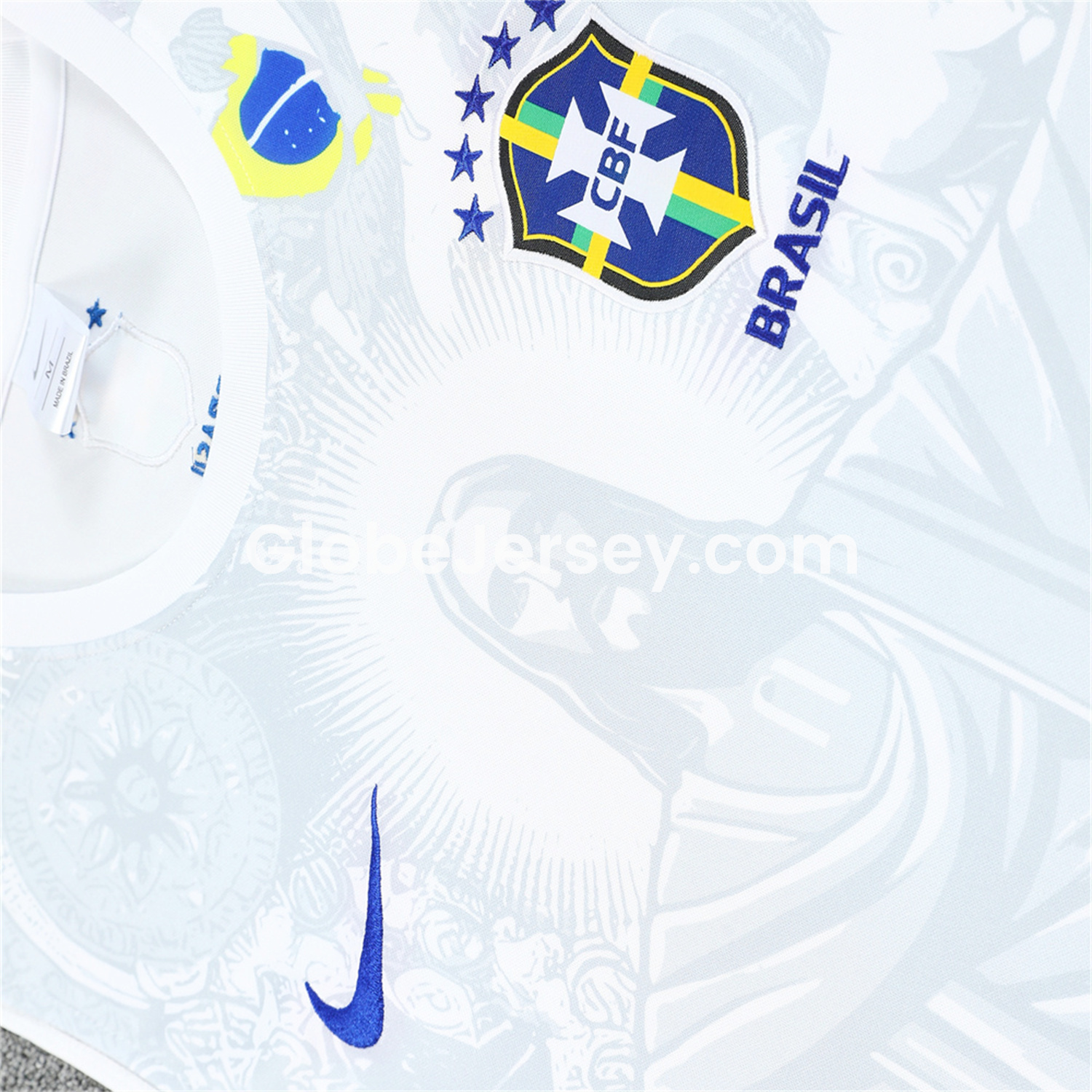GlobeJersey-Brazil 25-26 White Jesus Statue Vest Training Set - White Vest & Black Shorts