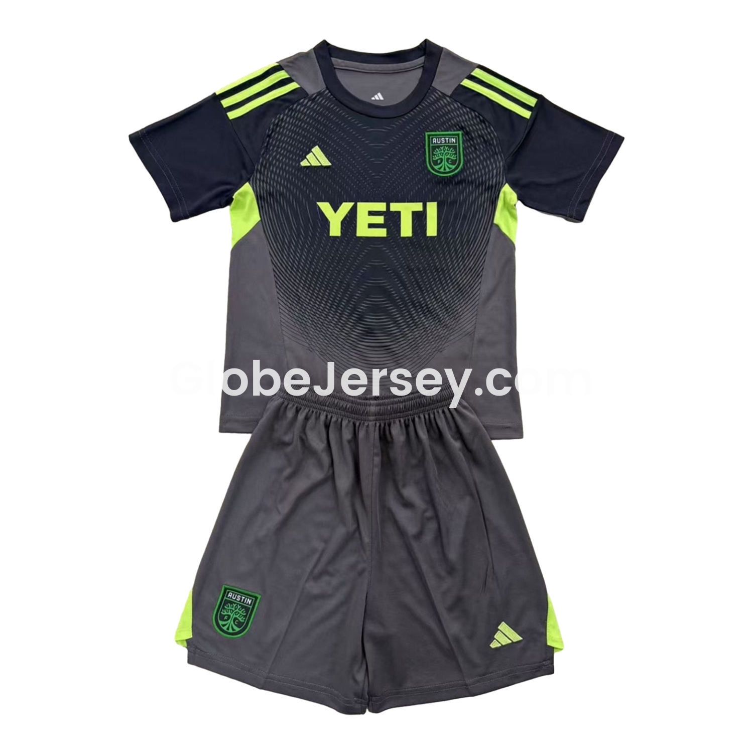 GlobeJersey-Austin 25-26 Grey Black Goalkeeper Kids Kit