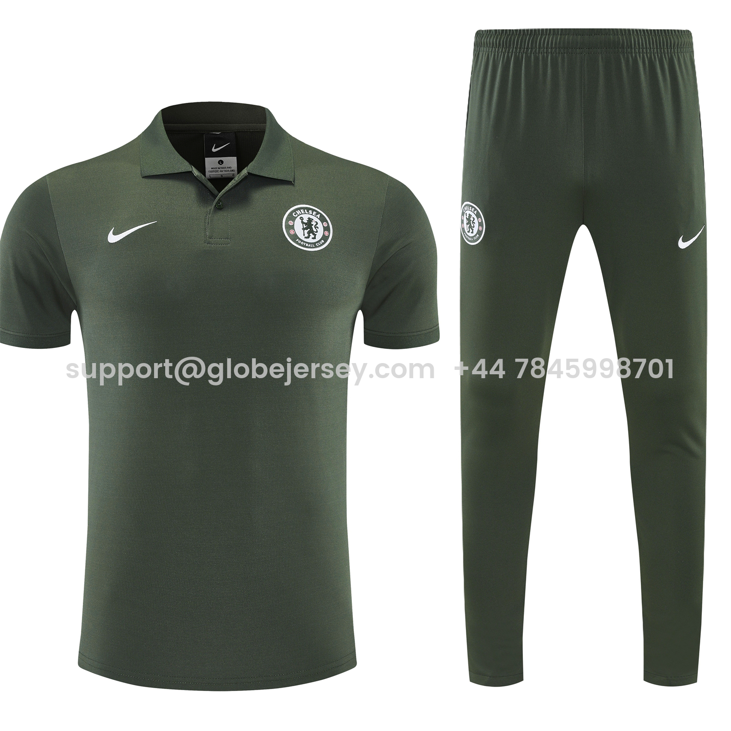 GlobeJersey-C.H.E.L.S.E.A 25-26 POLO Short-Sleeve Training Set - Dark Green Top and Pants