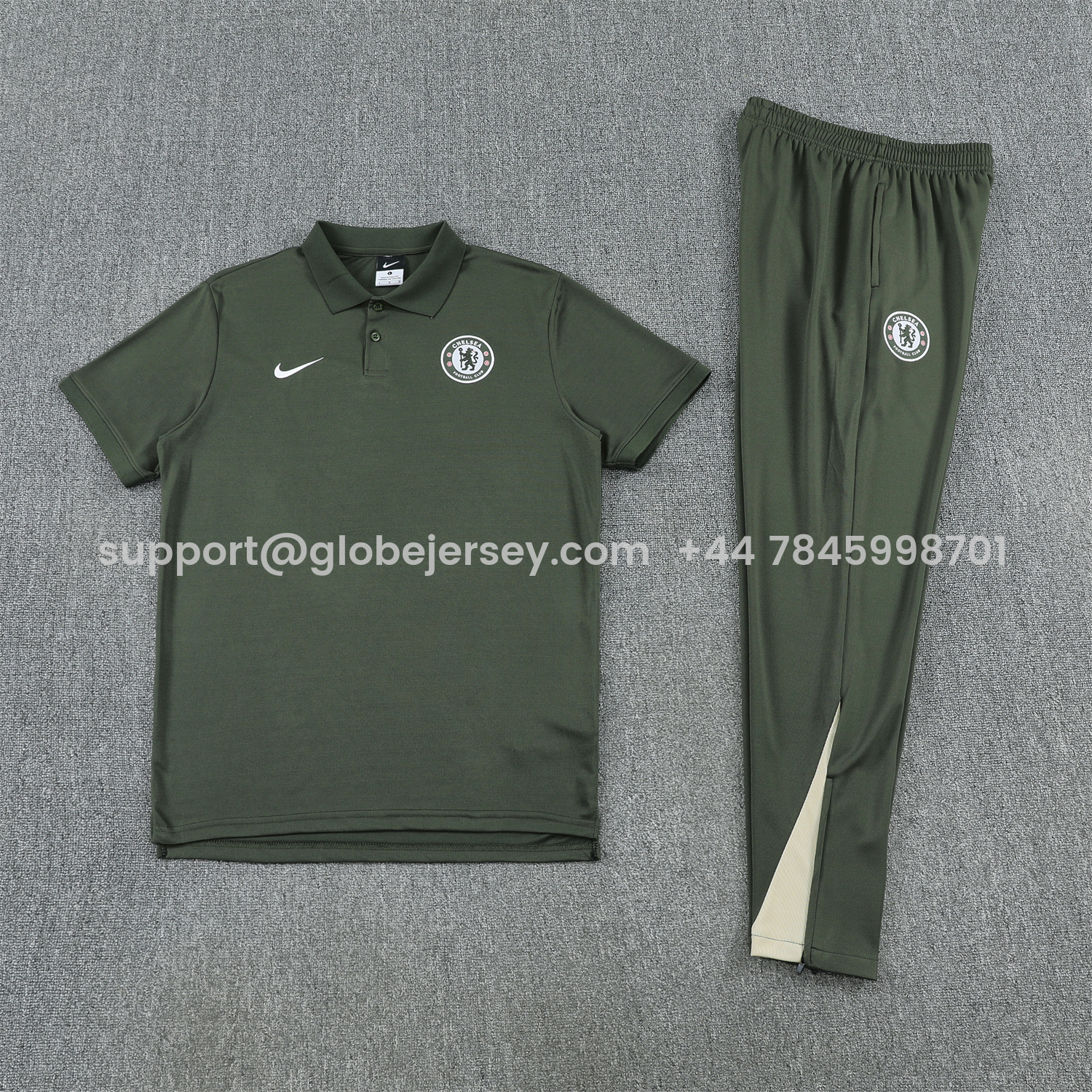 GlobeJersey-C.H.E.L.S.E.A 25-26 POLO Short-Sleeve Training Set - Dark Green Top and Pants
