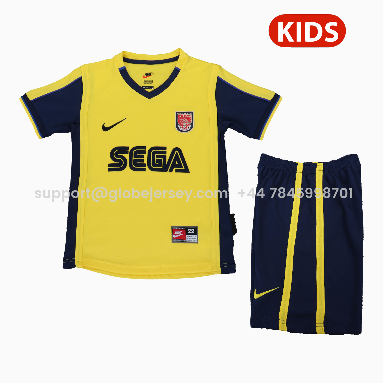 GlobeJersey-Retro Arsenal 2000-01 Away Kids Kit