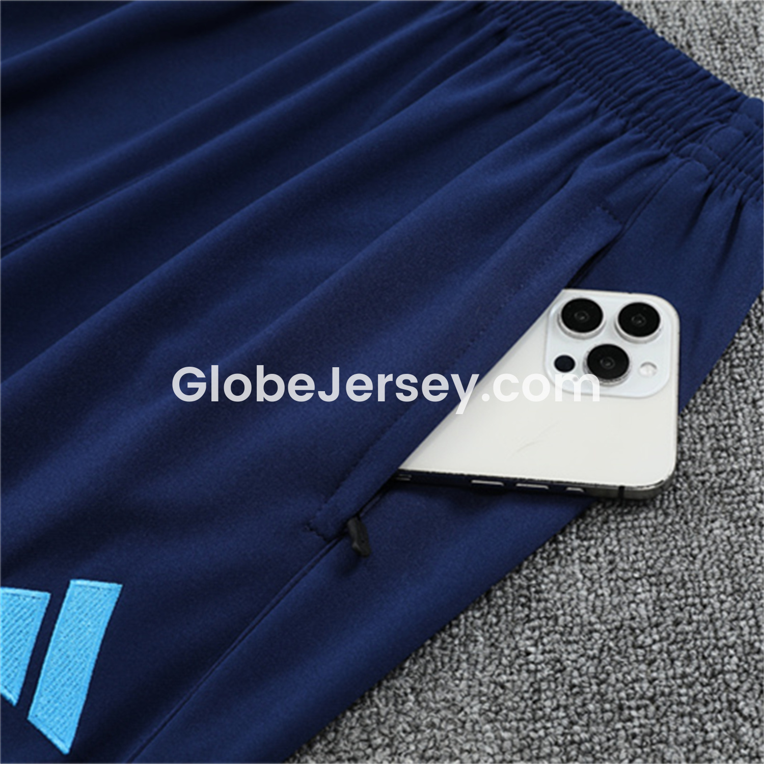 GlobeJersey-Real Madrid 25-26 Kids Long Sleeves Training Set - Blue-Gray Camouflage Top & Blue Pants