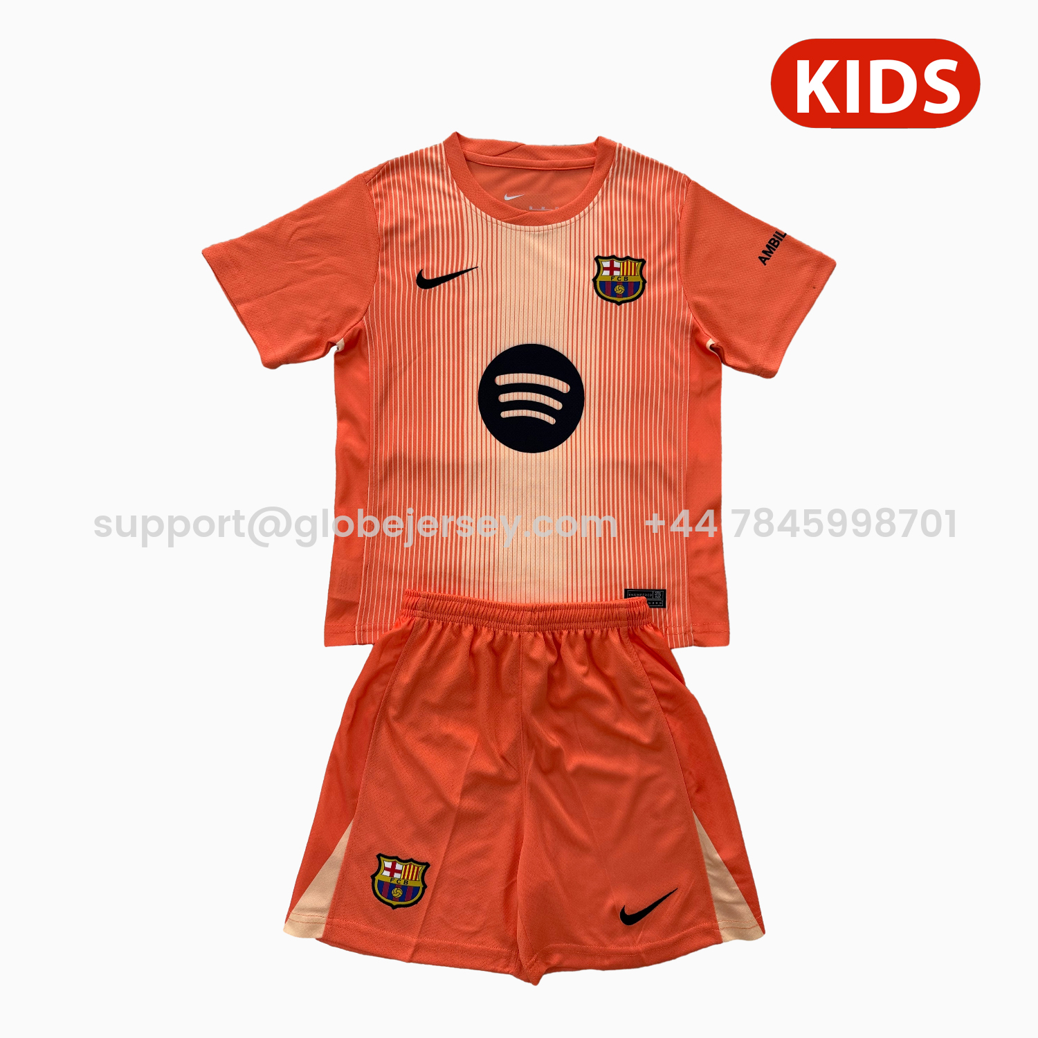 GlobeJersey-Barcelona 25-26 Orange Goalkeeper Kids Kit