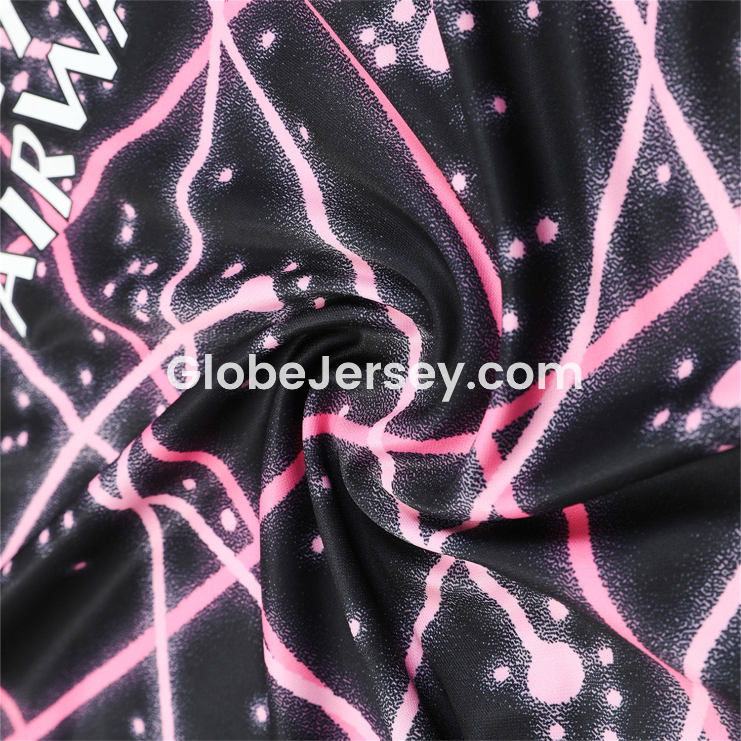 GlobeJersey-Paris Saint-Germain PSG 25-26 Short-Sleeve Training Set - Pink Fluorescent Rays Black Top & Black Shorts