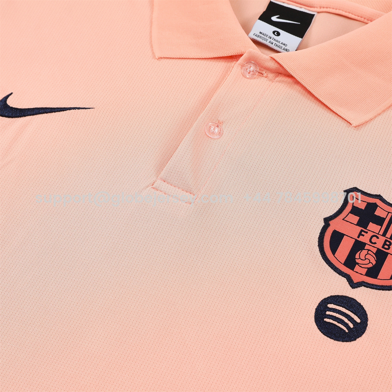 GlobeJersey-Barcelona 25-26 POLO Short-Sleeve Training Set - Pink Top and Dark Blue Pants