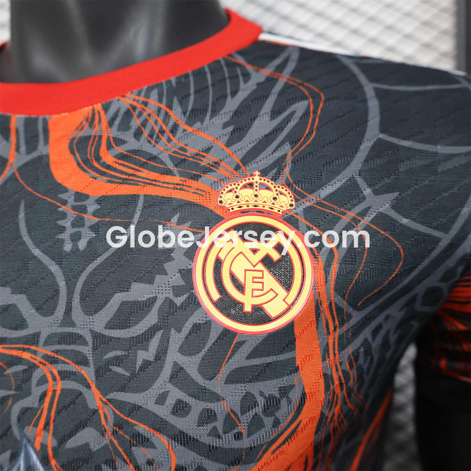 GlobeJersey-Real Madrid 25-26 Grey Chinese Loong and Red Fire Black Jersey - Player Version