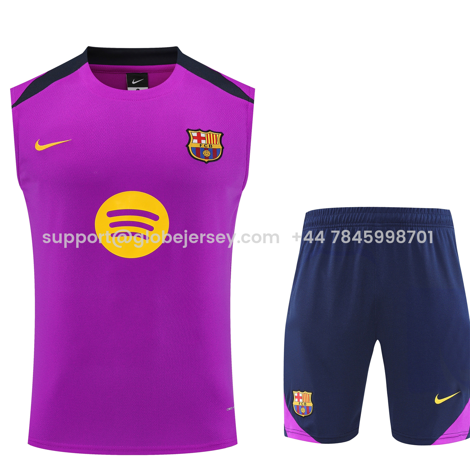 GlobeJersey-Barcelona 25-26 Vest Training Set - Purple Vest and Dark Blue Shorts