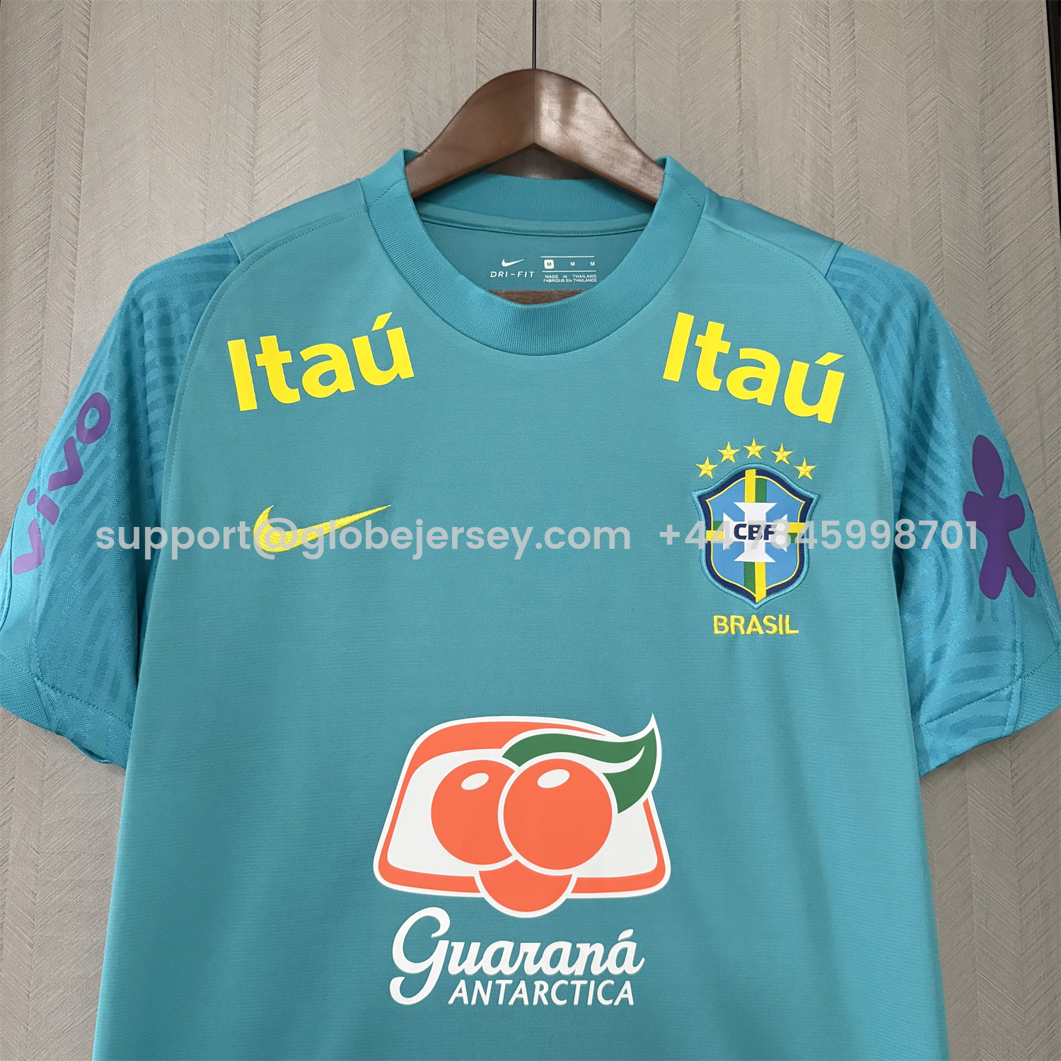 GlobeJersey-Retro Brazil 2022 Pre-Match Cyan Special Jersey